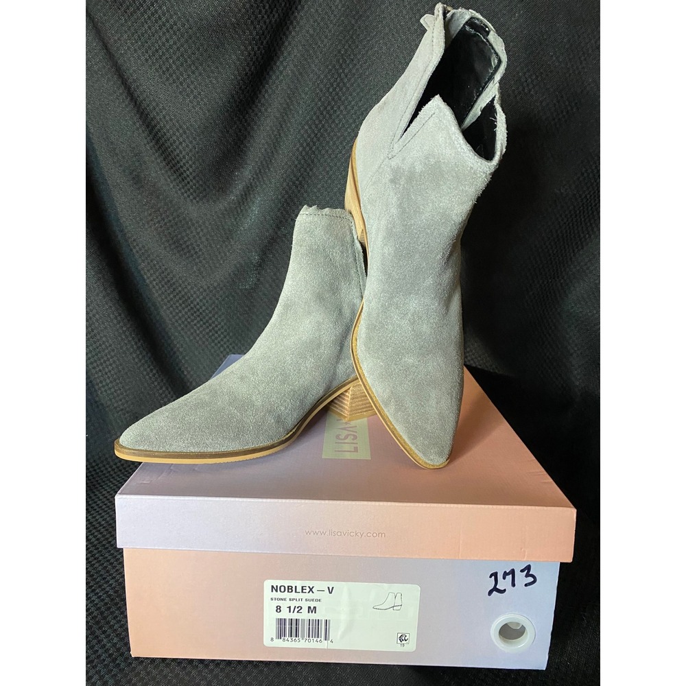 Lisa Vicky Noblex-V Stone Split Suede Ankle Boots Grey Pointed Toe Size 8.5 NEW - Picture 8 of 11